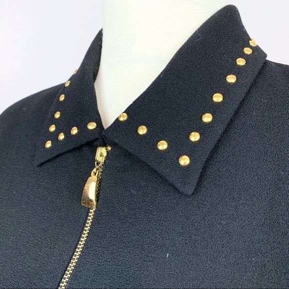 Cache Classic Zip Up Black Blazer Size 10 - Picture 8 of 11